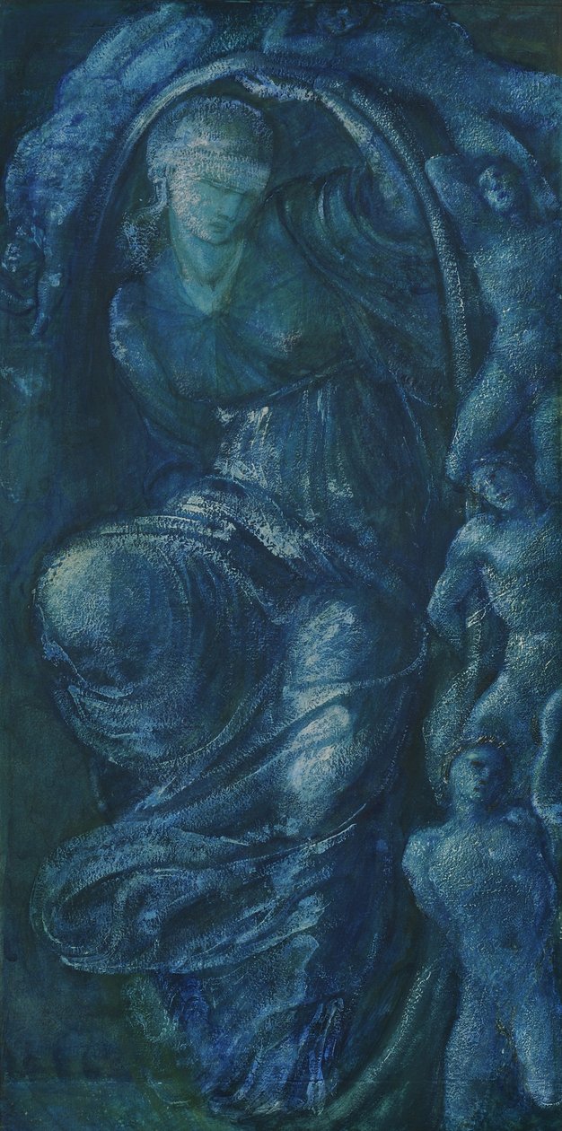 Tutkimus Onnenpyörälle, 1870 (wc paperilla) tekijältä Edward Burne Jones