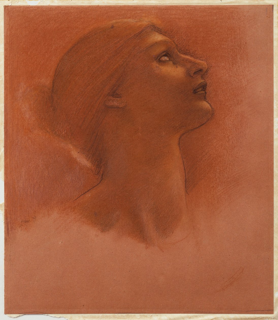 Tutkimus tytön päästä oikealle katsoen, n. 1871 tekijältä Edward Burne Jones