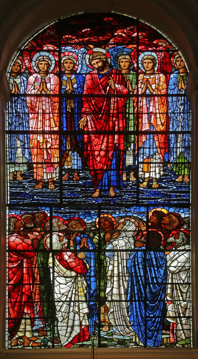 Ylösnousemus, 1885-1897 (lasimaalauksia) tekijältä Edward Burne Jones
