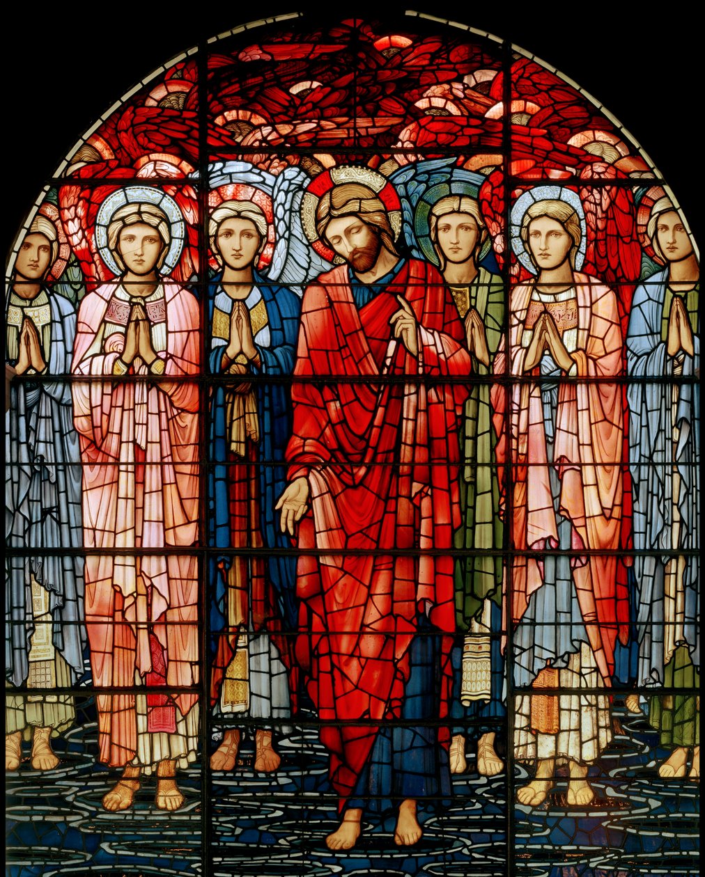 Ylösnousemuksen ikkuna, yksityiskohta, 1885 (lasimaalauksia) tekijältä Edward Burne Jones