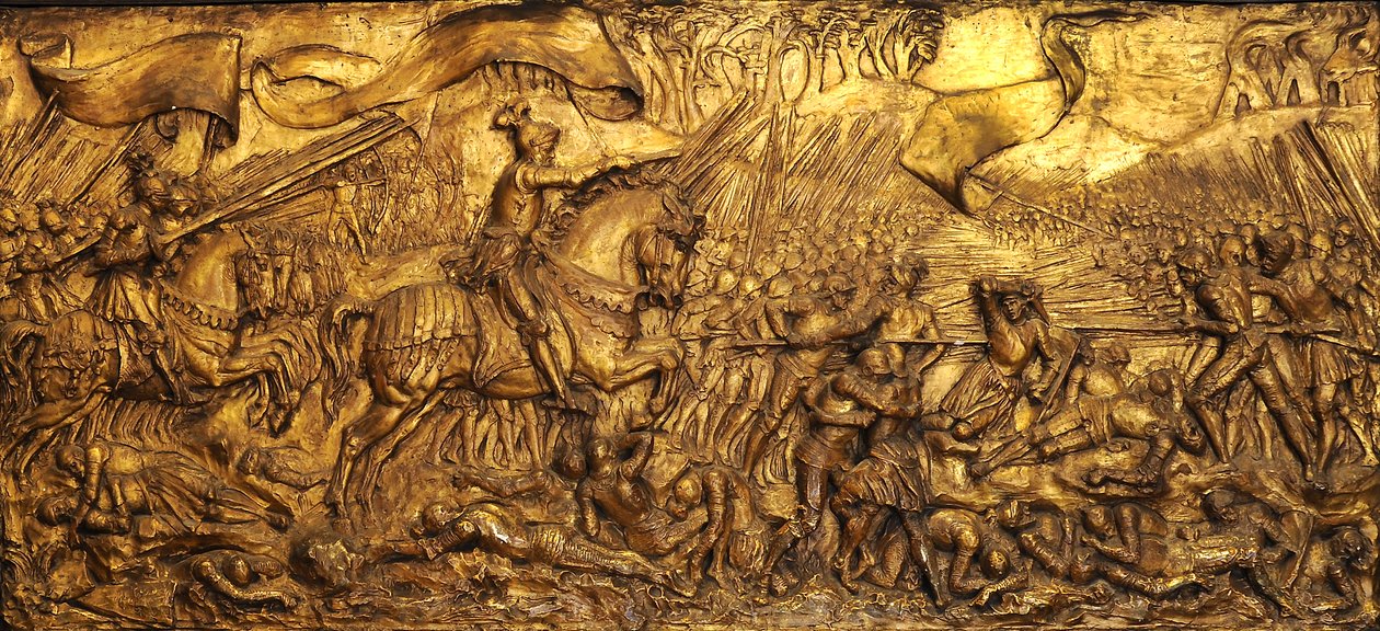 Flodden Fieldin taistelu, 1881-82 (kullattu gesso) tekijältä Edward Burne Jones