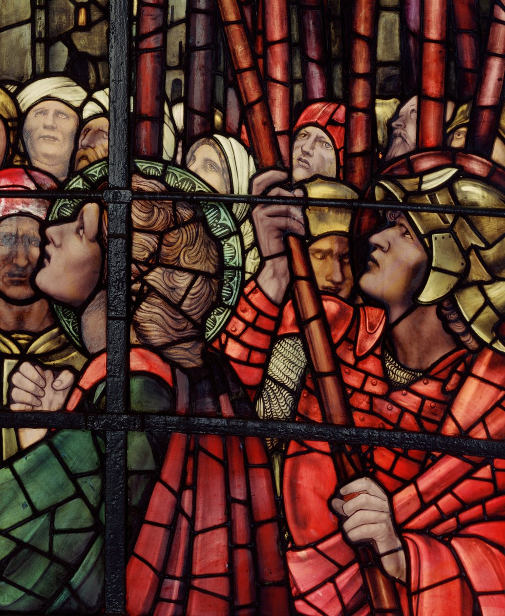 Ristiinnaulitseminen-ikkuna, yksityiskohta, 1888 (lasimaalauksia) tekijältä Edward Burne Jones