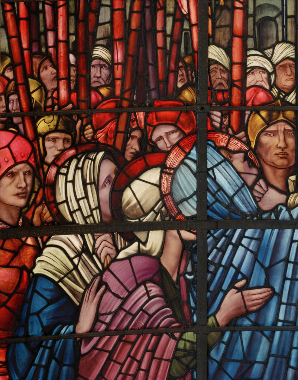 Ristiinnaulitseminen-ikkuna, yksityiskohta, 1888 (lasimaalauksia) tekijältä Edward Burne Jones