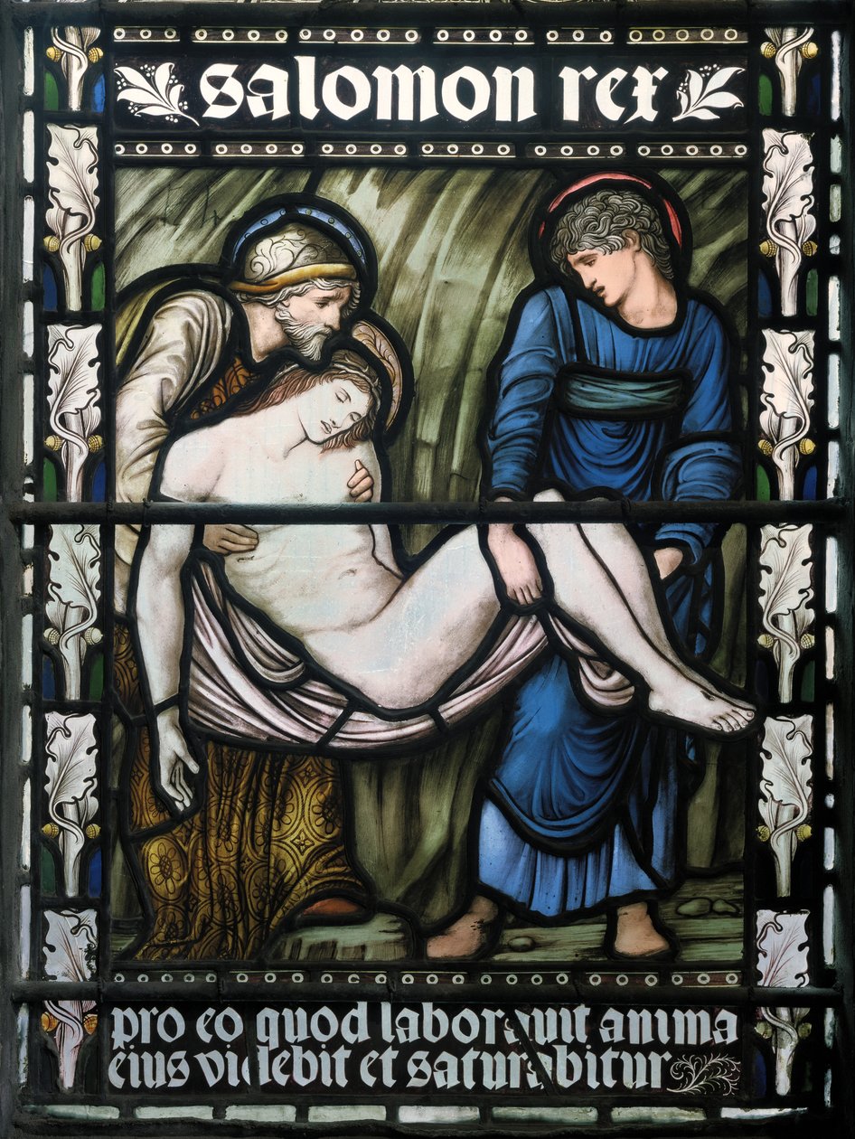 Hautaaminen, 1876 (lasimaalauksia) tekijältä Edward Burne Jones