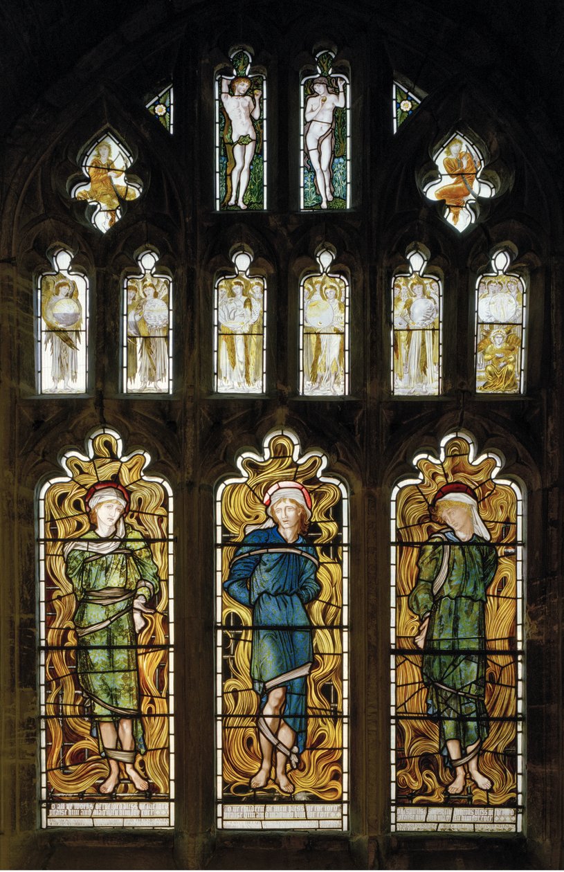 Tulinen uuni, 1870 (lasimaalauksia) tekijältä Edward Burne Jones