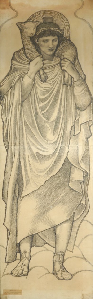 Hyvä paimen, 1880 (liitu paperille) tekijältä Edward Burne Jones