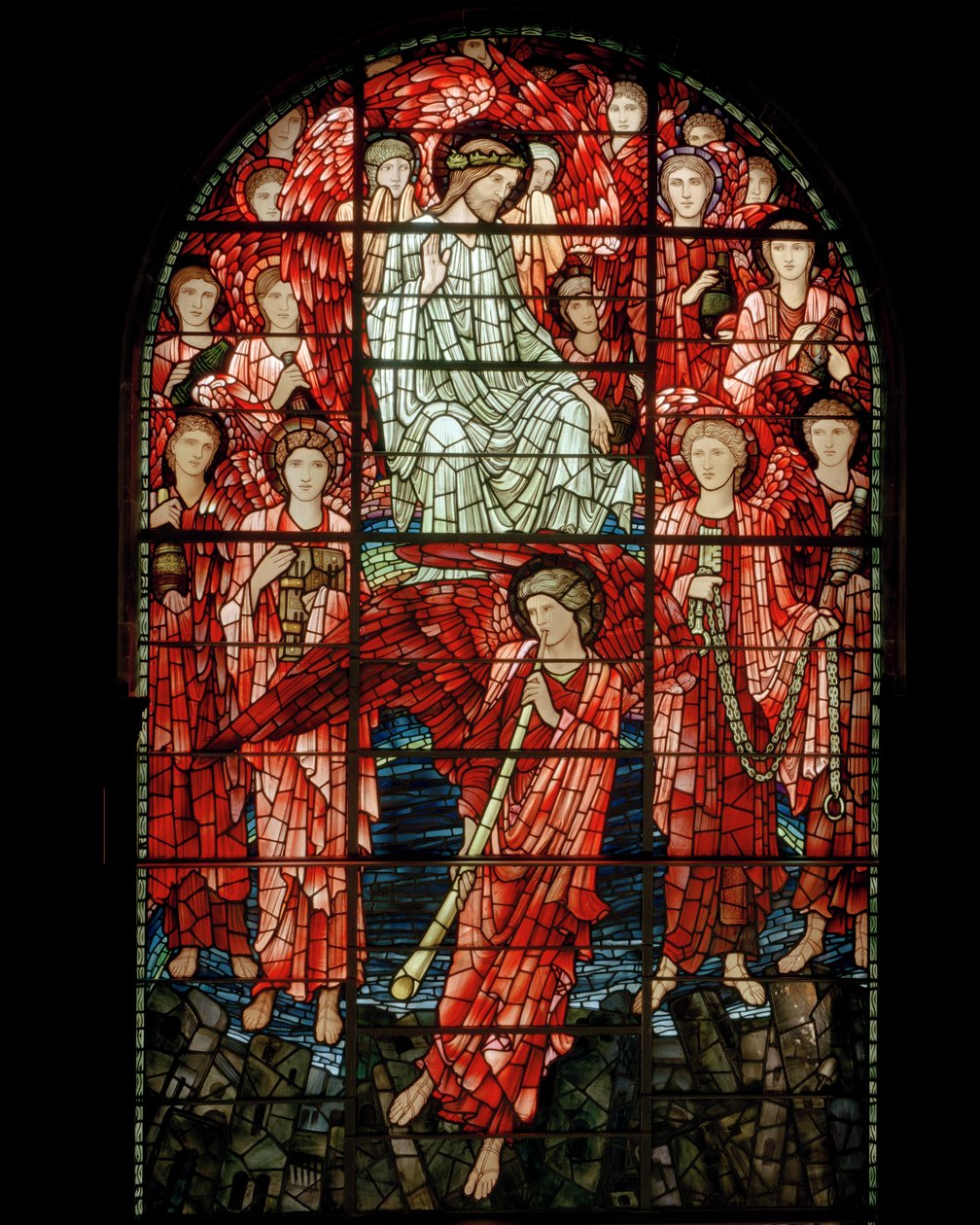 Viimeisen tuomion ikkuna, yksityiskohta, 1897 (lasimaalauksia) tekijältä Edward Burne Jones