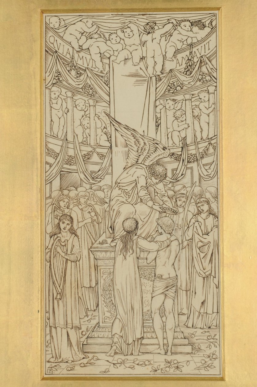Mystinen avioliitto, 1871-74 (muste paperille) tekijältä Edward Burne Jones