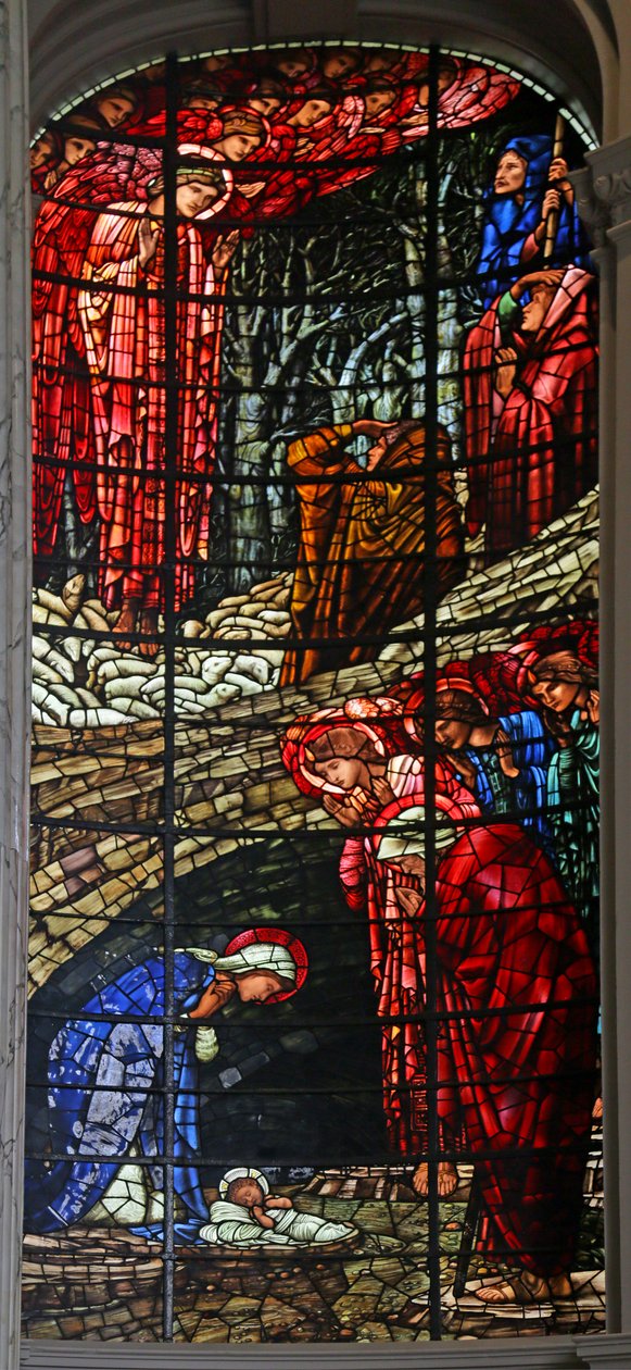 Syntymäjumalanpalvelus ja julistus paimenille, 1885-1897 (lasimaalauksia) tekijältä Edward Burne-Jones