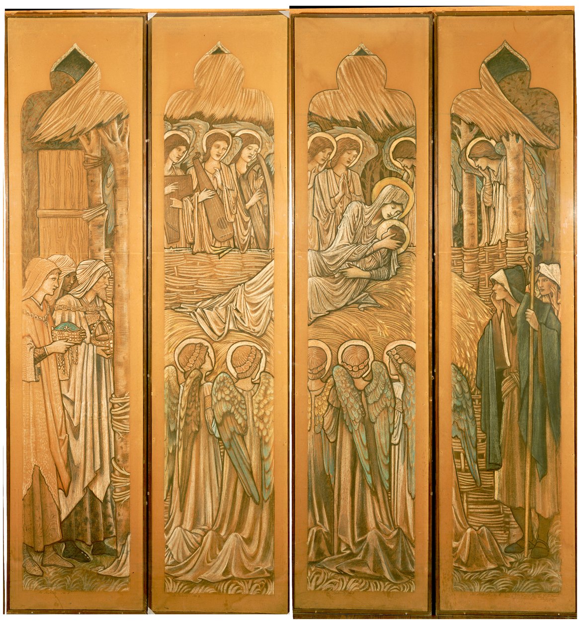 Syntymä, sarjakuvia lasimaalauksia varten St. Deiniolissa, Hawardenissa, 1897 tekijältä Edward Burne Jones
