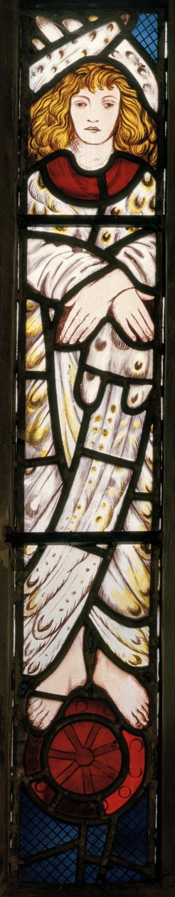 Uusi Jerusalem, enkeli, yksityiskohta, 1862-3 (lasimaalaukset) tekijältä Edward Burne Jones