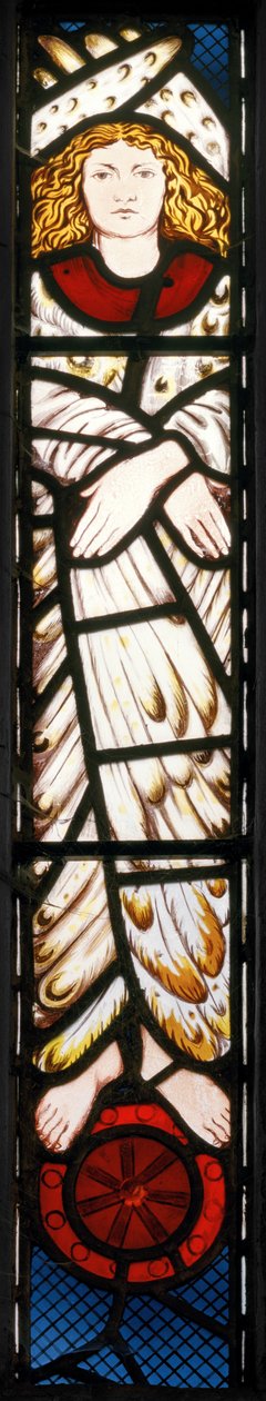 Uusi Jerusalem, enkeli, yksityiskohta, 1862-3 (lasimaalaukset) tekijältä Edward Burne Jones