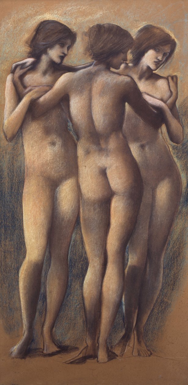 Kolme armoa, n. 1885 (liitu paperille) tekijältä Edward Burne Jones