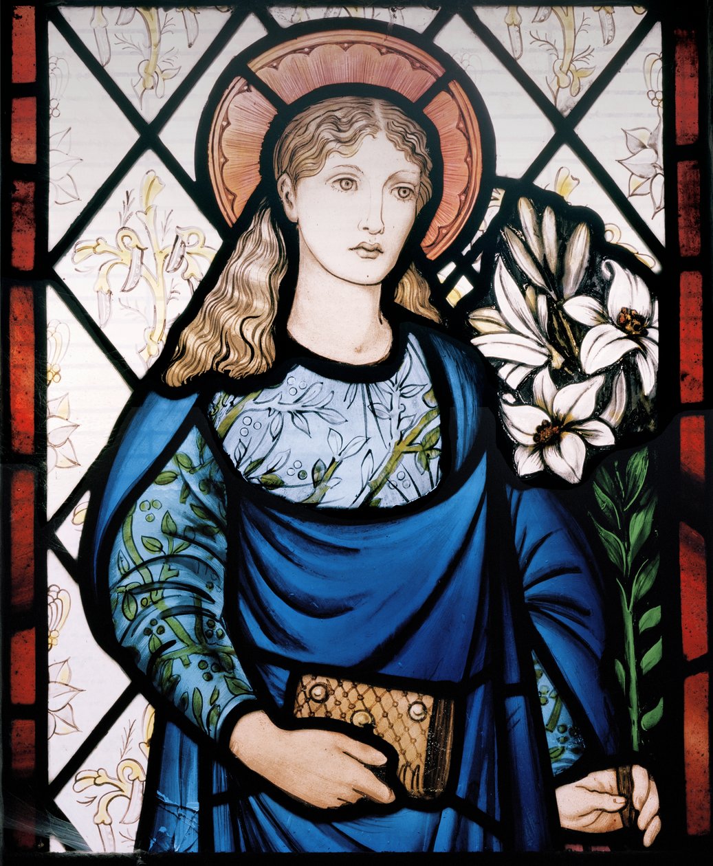 Neitsyt Maria, 1882 (lasimaalauksia) tekijältä Edward Burne Jones
