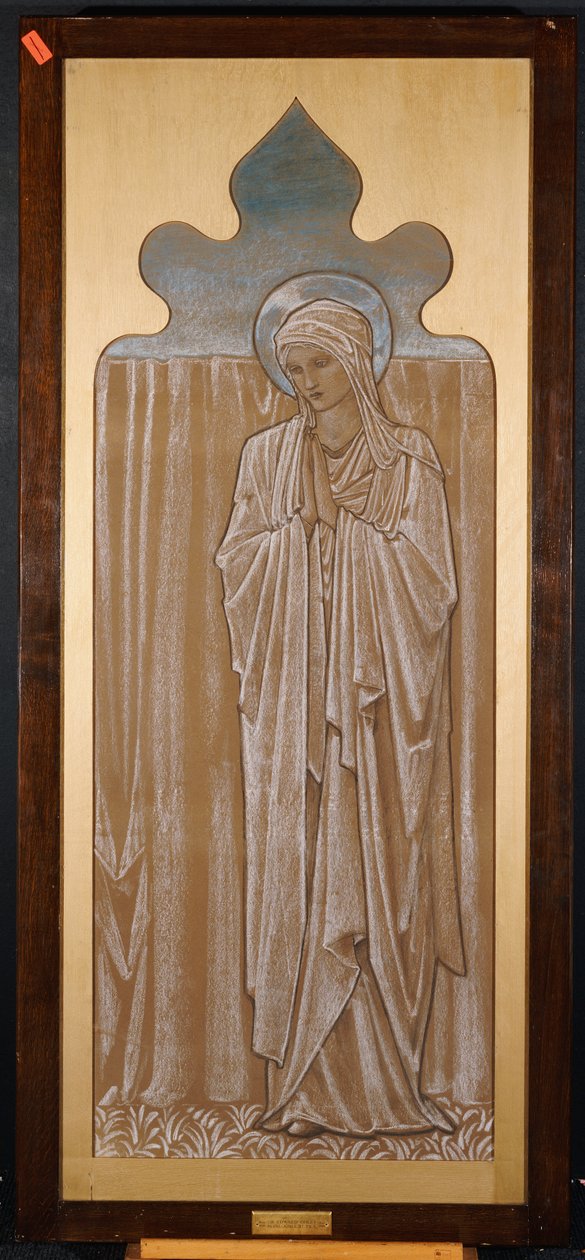 Neitsyt Maria: sarjakuva lasimaalauksia varten Ashton-under-Lynessä, n. 1892 tekijältä Edward Burne Jones