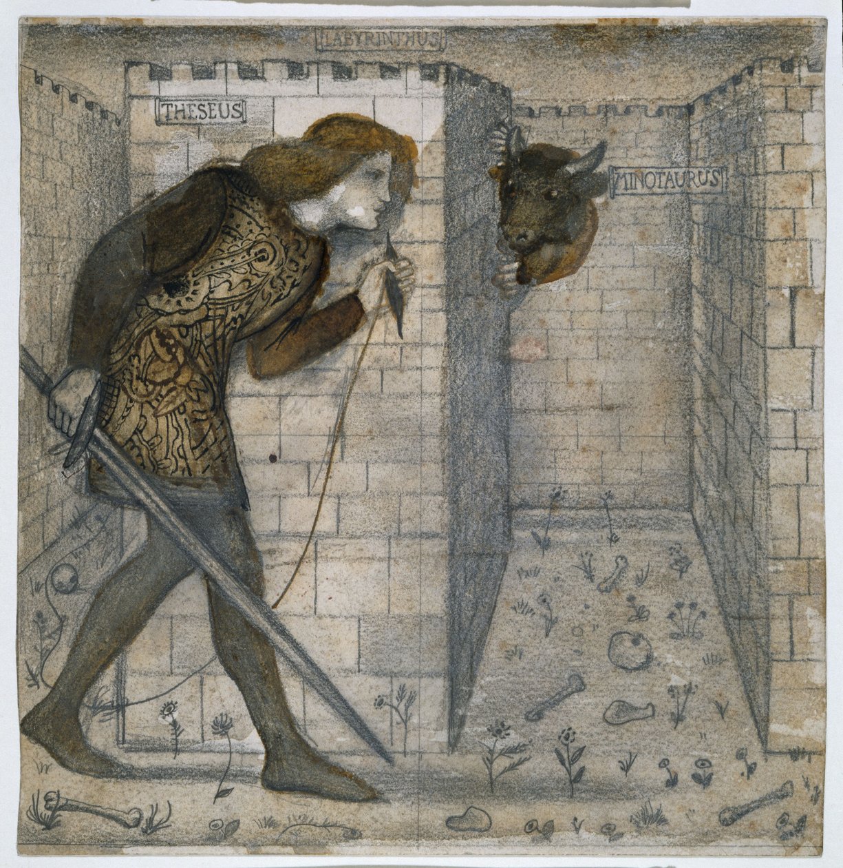 Theseus ja Minotauros labyrintissa tekijältä Edward Burne Jones