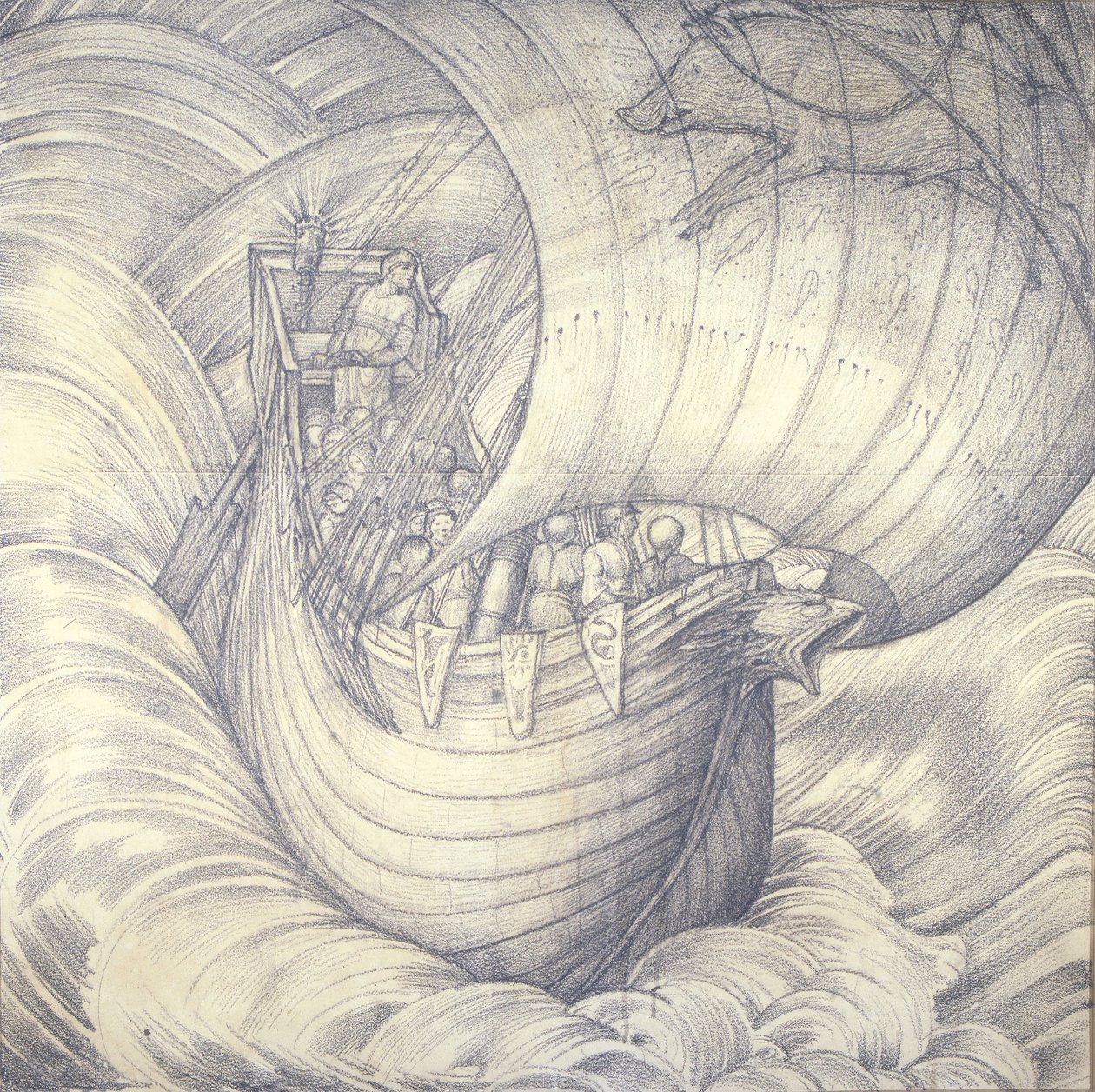 Matka Vinland the Goodille, 1884 (liitu paperille) tekijältä Edward Burne Jones