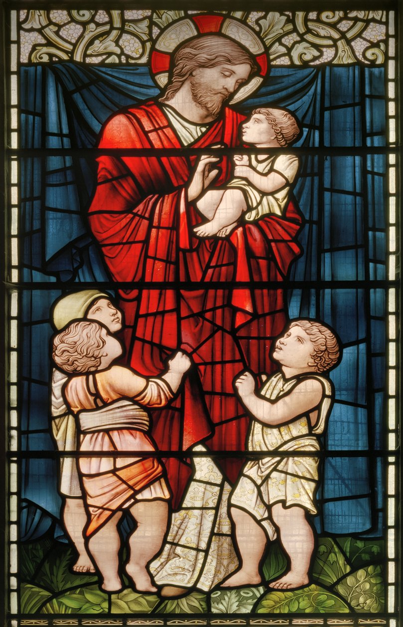 Wilden, All Saints, Morris & Co., Edward Burne-Jones, John Henry Dearle (1859-1932), Christ Blessing The Children, 1902-1914, Louisa, Alfred, The Baldwins, pääministeri, metodisti, Worcestershire, A tekijältä Edward Coley and Dearle Burne Jones