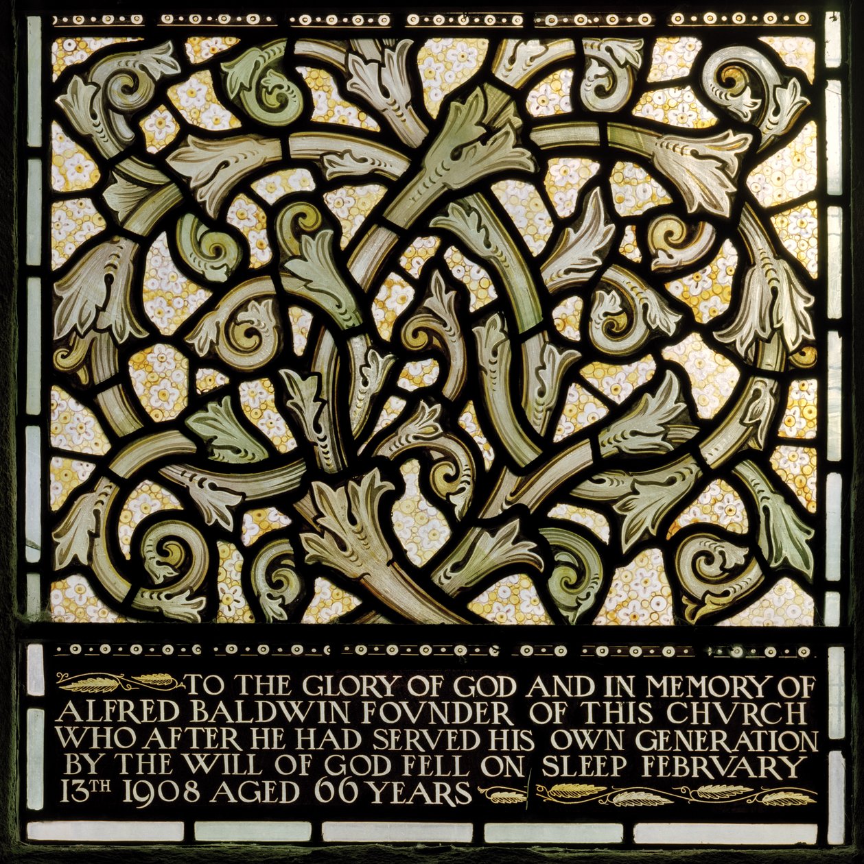Wilden, All Saints, Morris & Co., Edward Burne-Jones, John Henry Dearle (1859-1932), omistus Alfred Baldwinille Joosua-ikkunasta, 1902-1914, Louisa, Baldwinit, pääministeri, metodisti, Wo tekijältä Edward Coley and Dearle Burne Jones