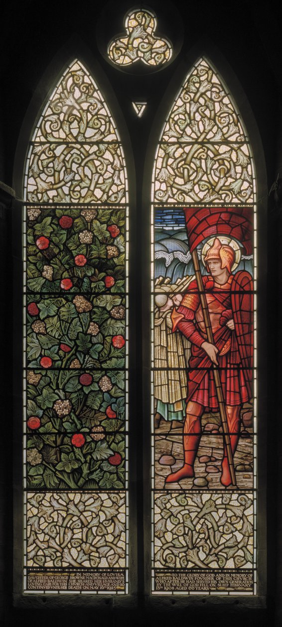 Wilden, All Saints, Morris & Co., Edward Burne-Jones, John Henry Dearle (1859-1932), Lehdet ja Joosua, 1902-1914, Louisa, Alfred, Baldwinit, pääministeri, metodisti, Worcestershire, taide ja käsityöt tekijältä Edward Coley and Dearle Burne Jones