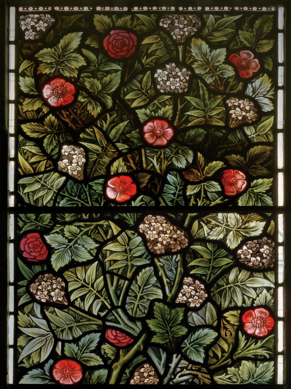 Wilden, All Saints, Morris & Co., Edward Burne-Jones, John Henry Dearle (1859-1932), Lehdet, yksityiskohta, 1902-1914, Louisa, Alfred, Baldwinit, pääministeri, metodisti, Worcestershire, Arts & Crafts, tekijältä Edward Coley and Dearle Burne Jones