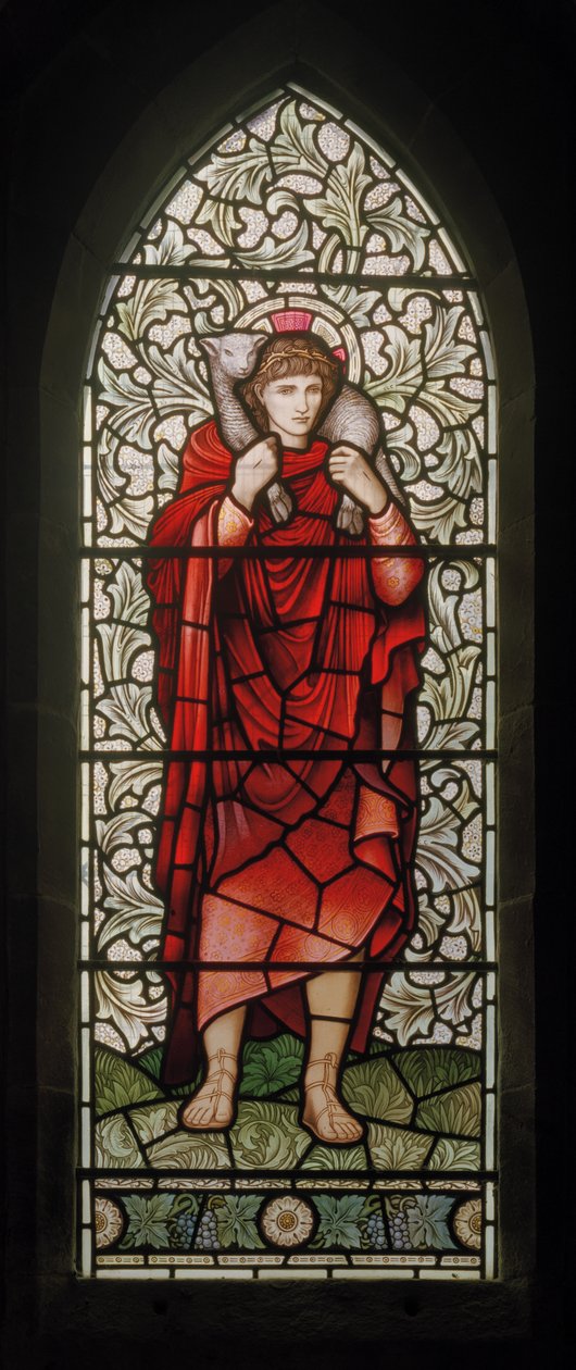Wilden, All Saints, Morris & Co., Edward Burne-Jones, John Henry Dearle (1859-1932), The Good Shepherd, 1902-1914, Louisa, Alfred, Baldwinit, pääministeri, metodisti, Worcestershire, taide ja käsityöt tekijältä Edward Coley and Dearle Burne Jones