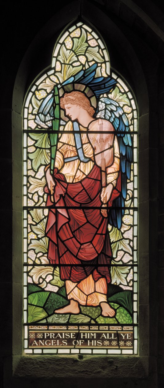 Wilden, All Saints, Morris & Co., Edward Burne-Jones, John Henry Dearle (1859-1932), Tyhe Minstrel Angel, 1902-1914, Louisa, Alfred, The Baldwins, pääministeri, metodisti, Worcestershire, Arts & Cra tekijältä Edward Coley and Dearle Burne Jones
