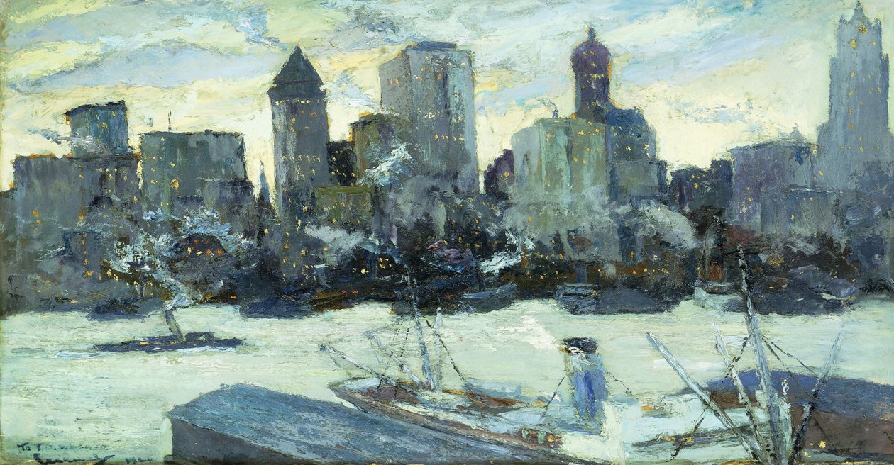 New Yorkin satama talvella tekijältä Edward Cucuel