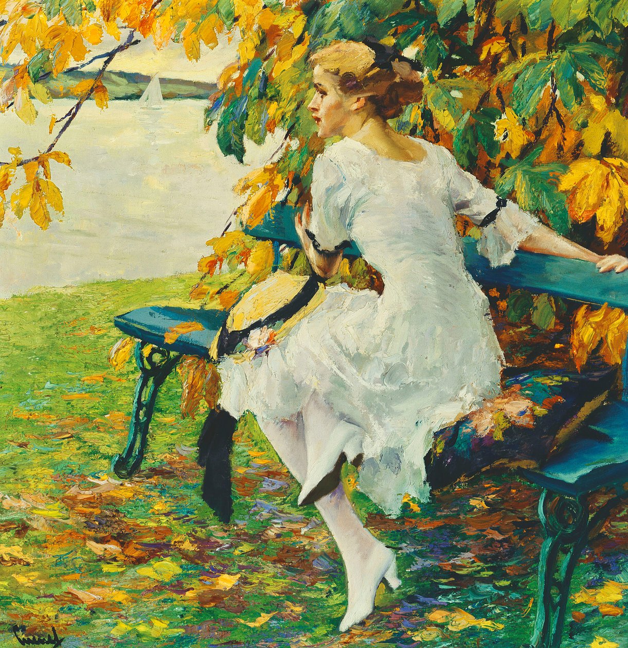 Vihreällä penkillä; Auf der Grunen Bank tekijältä Edward Cucuel