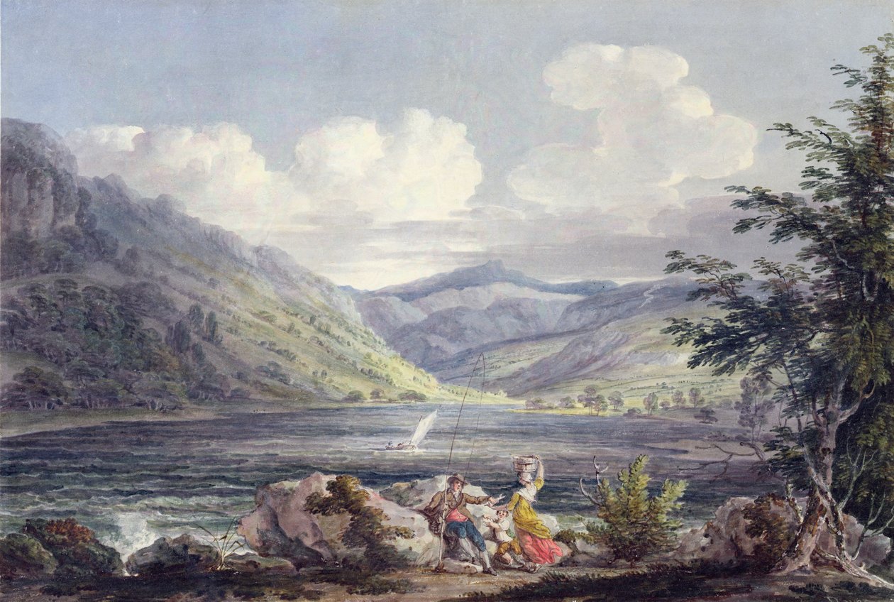 Haweswater, Westmoreland, n. 1795 (wc grafiitin päällä kudospaperilla) tekijältä Edward Dayes
