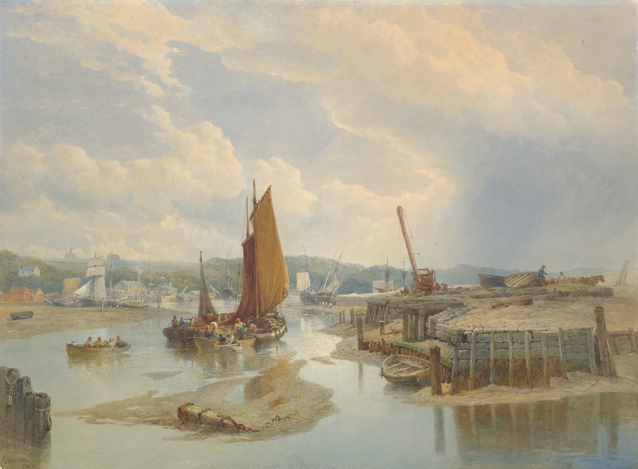 Kaupunki suistossa laskuveden aikaan, 1868. tekijältä Edward Duncan