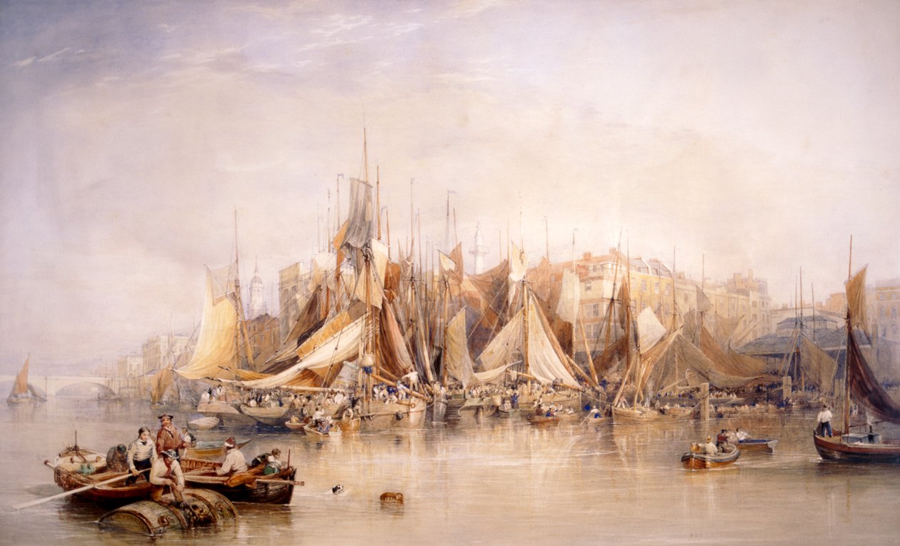 "Billingsgate, ensimmäinen osteripäivä, varhainen aamu", 1843 tekijältä Edward Duncan