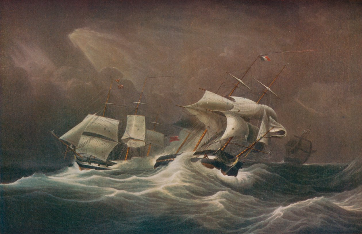 H.M.S. Väsymätön kiehtova ranskalainen Droits-De-LHomme, 1797, 1829 tekijältä Edward Duncan