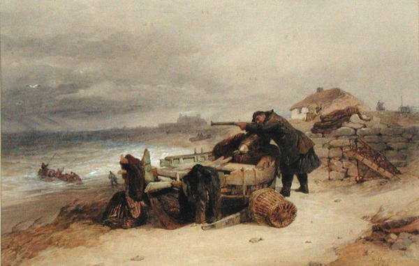 The Look Out, n. 1850 (akvarelli paperille) tekijältä Edward Duncan