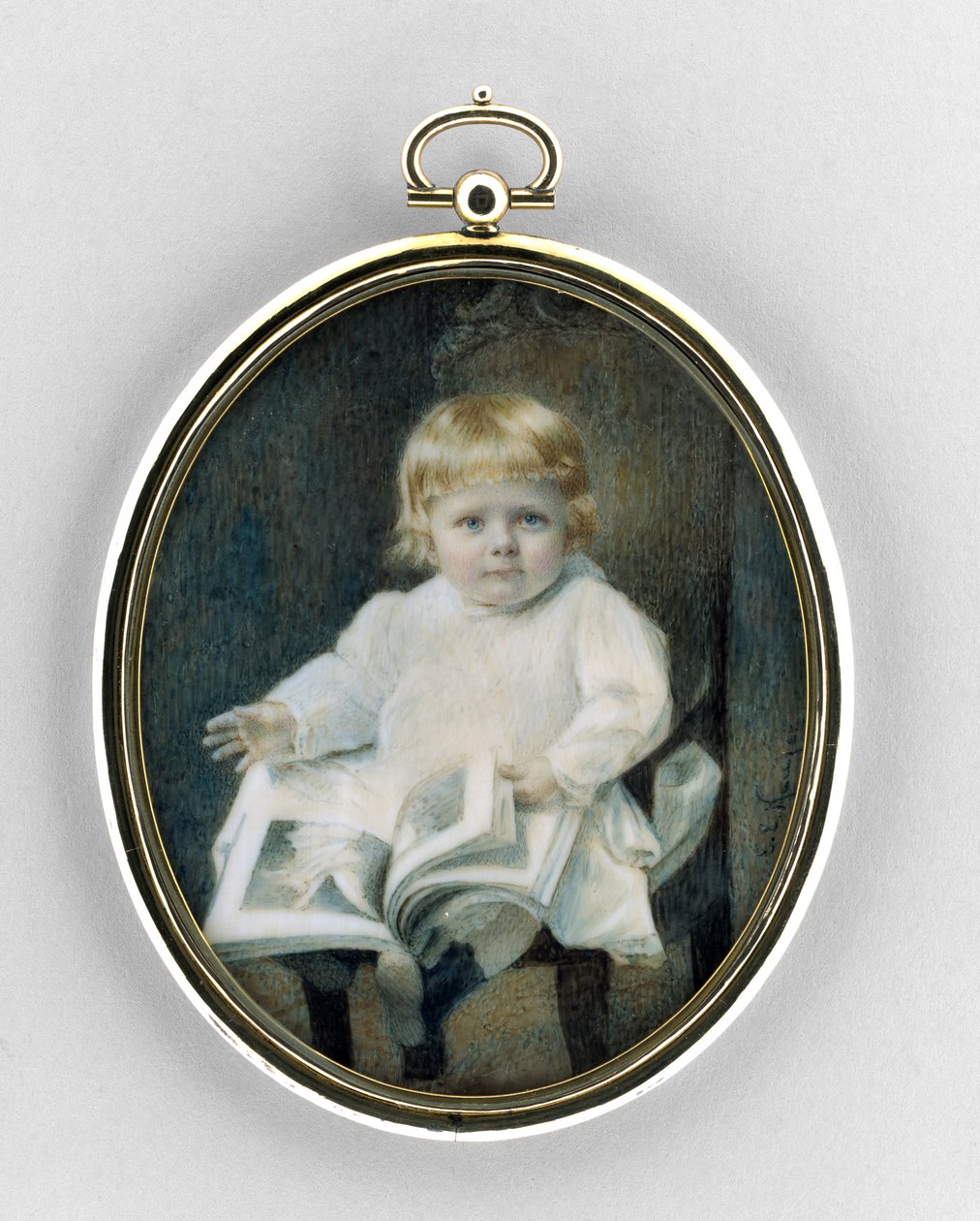 Pojan muotokuva, n. 1900 (akvarelli norsunluun tekijältä Edward Elias Kaufer