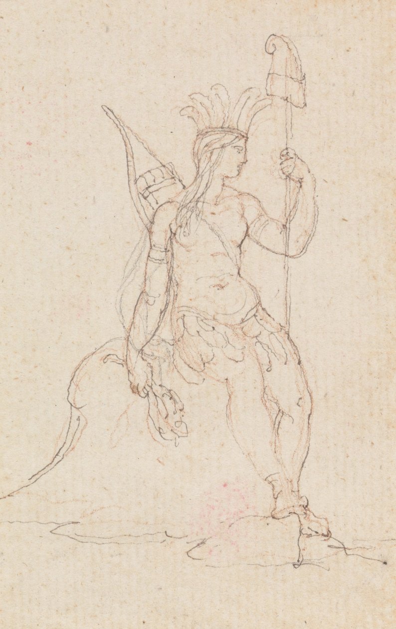 Allegory of America Carrying the Liberty, n. 1760-1848 (kynä, musta muste, grafiitti ja punainen liitu) tekijältä Edward Francis Burney