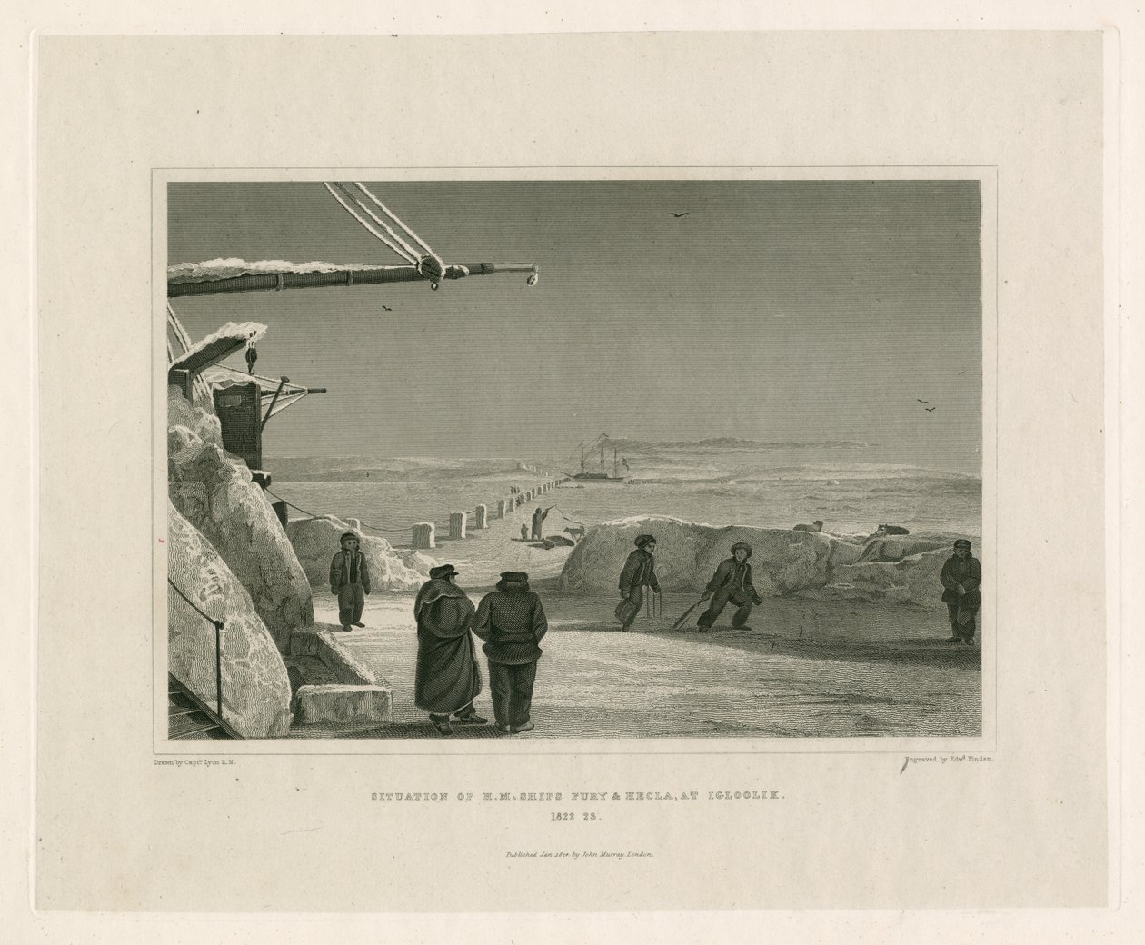 HM Ships Furyn ja Heclan tilanne Igloolikissa tekijältä Edward Francis Finden