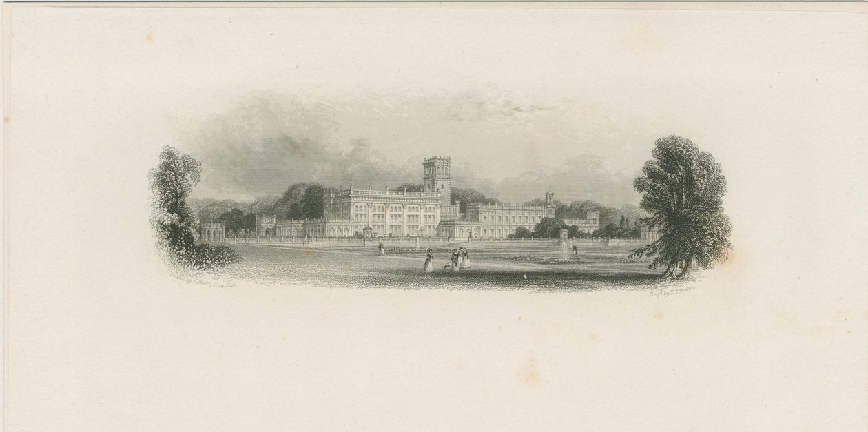 Trentham Hall: teräskaiverrus ja [?1800-luvun puoliväli] (tulostus) tekijältä Edward Francis Finden