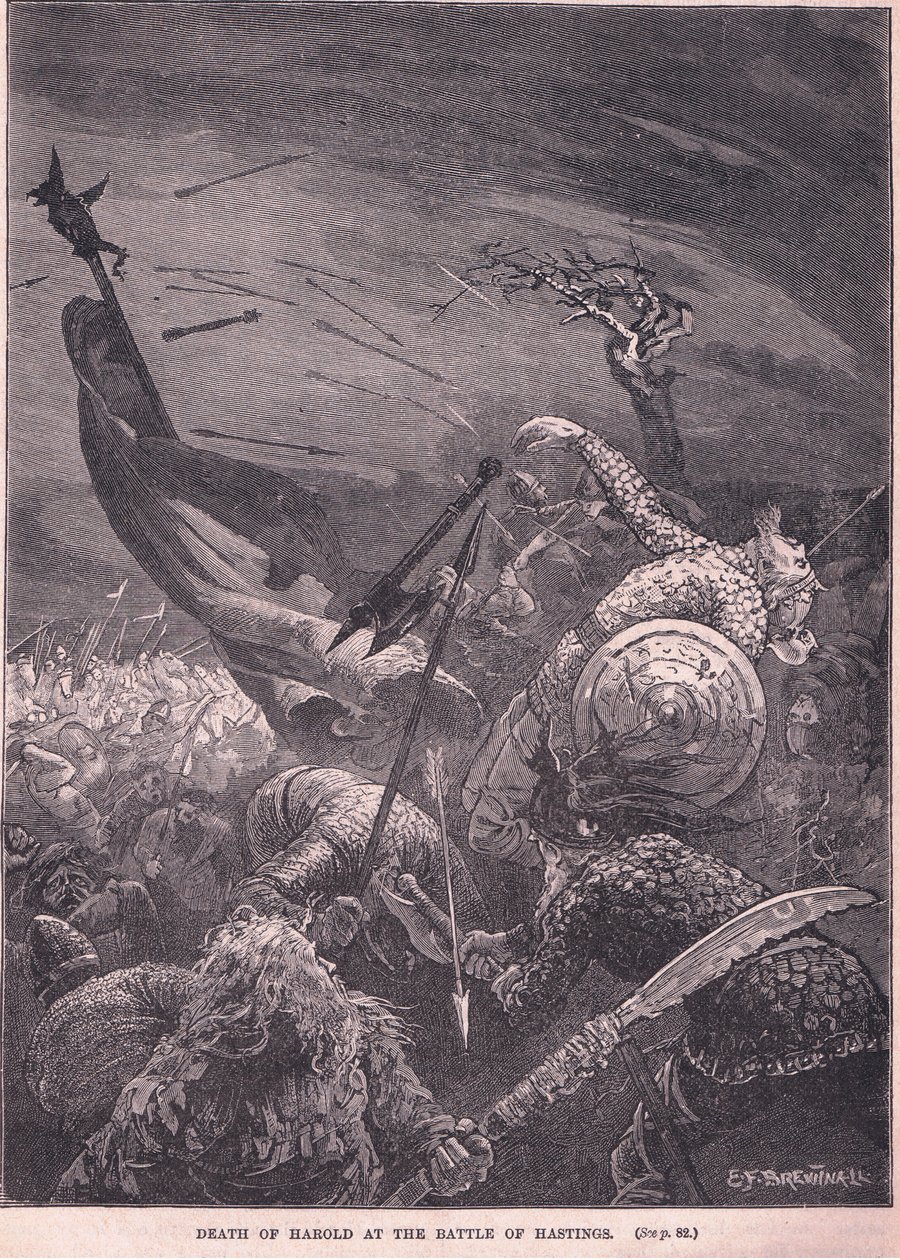 Haroldin kuolema Hastingsin taistelussa 1066 jKr tekijältä Edward Frederick Brewtnall
