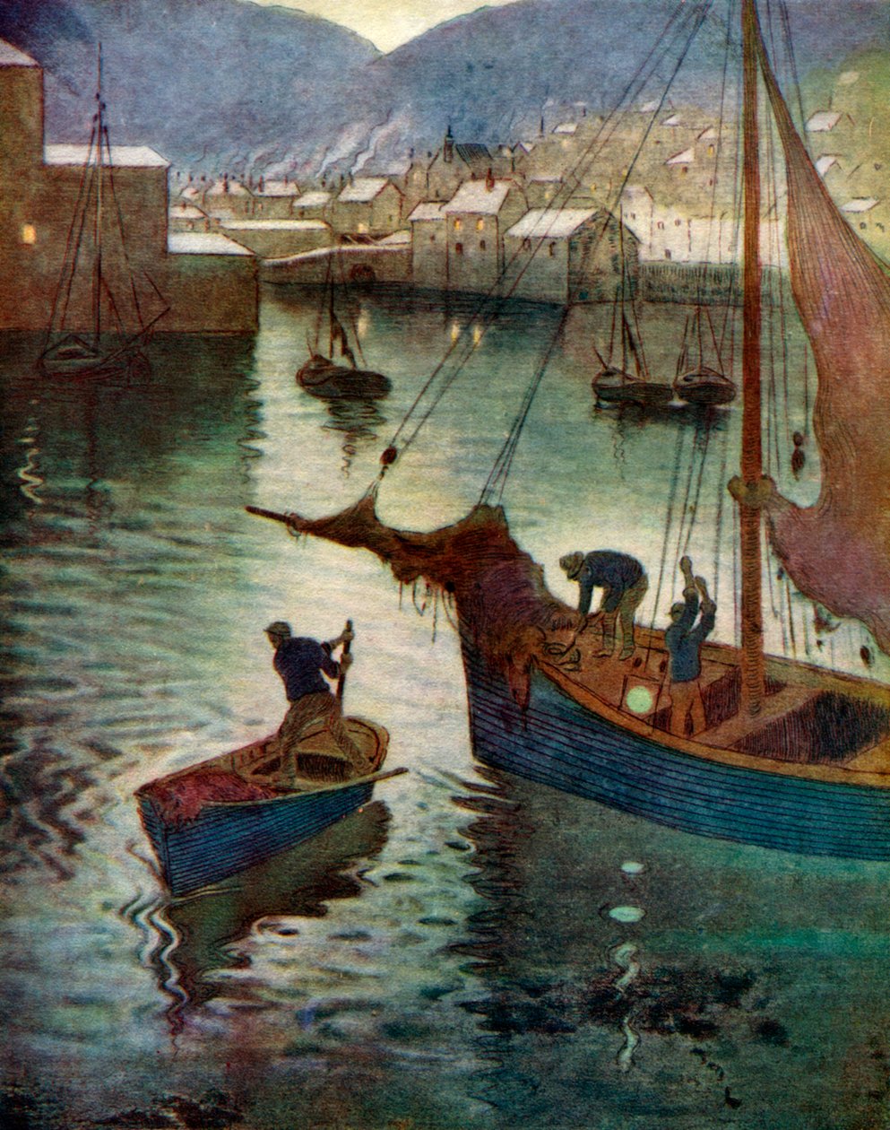 Harbour, Polperro, Cornwall, 1924-1926 tekijältä Edward Frederick Ertz