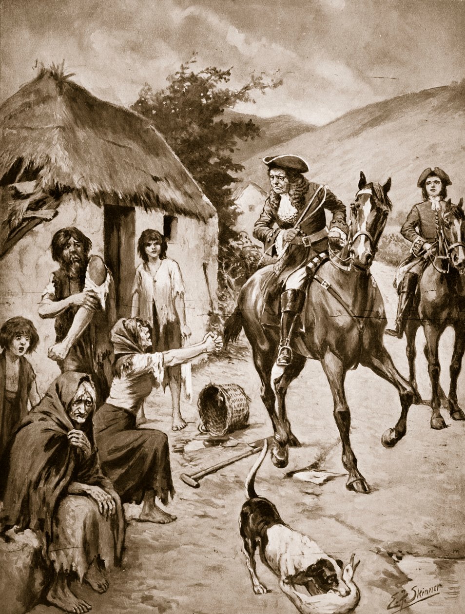 Irlantilaista elämää, noin 1710, kuvitus teoksesta 