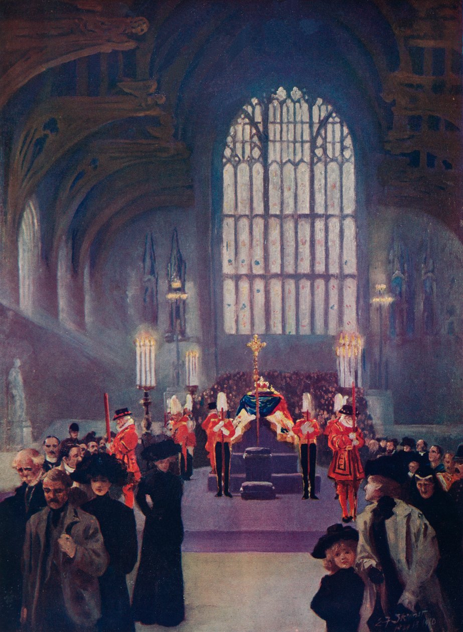 Hänen kansansa kunnianosoitus: kuningas Edwards makaa osavaltiossa, Westminster Hall, 16.-19.5.1910 1911 tekijältä Edward Frederick Skinner