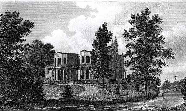 Lord Nelsons Villa Mertonissa, julkaistu 1806 tekijältä Edward Gyfford