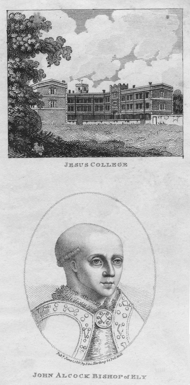 Jesus College, John Alcock Elyn piispa, 1801. tekijältä Edward Harding