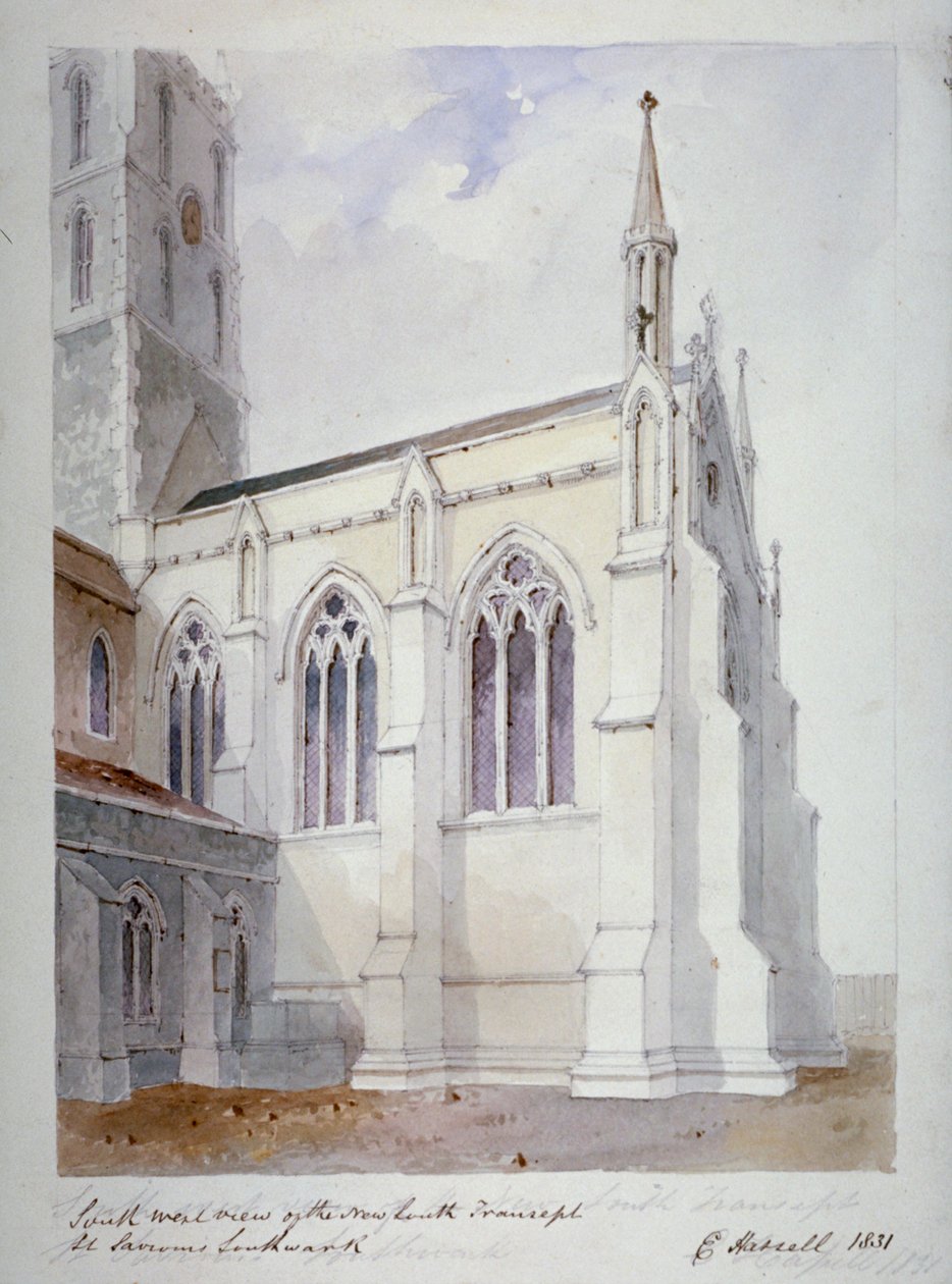Southwarkin katedraali, Lontoo, 1831 tekijältä Edward Hassell