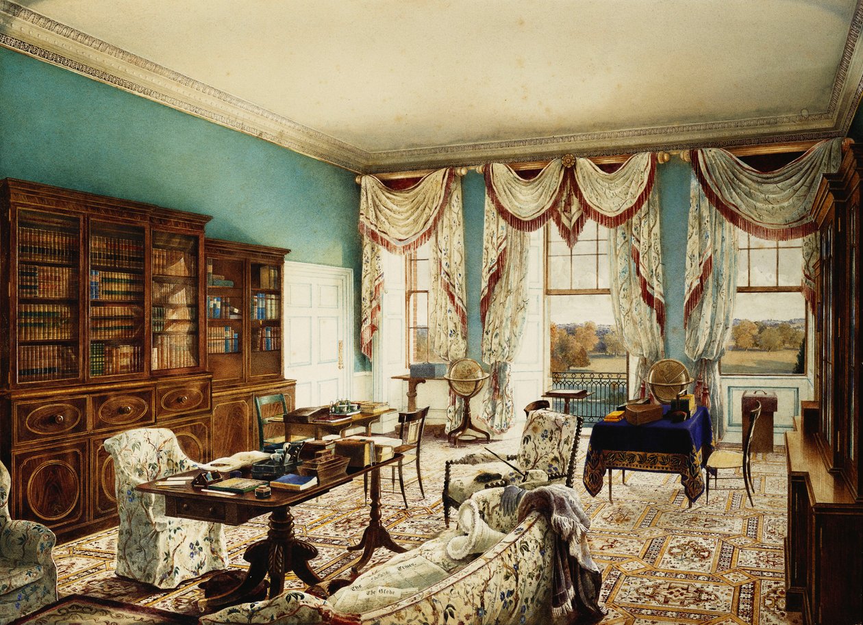 Kirjasto, Binfield, Berkshire, näkymä puistoon, tekijältä Edward Hassell
