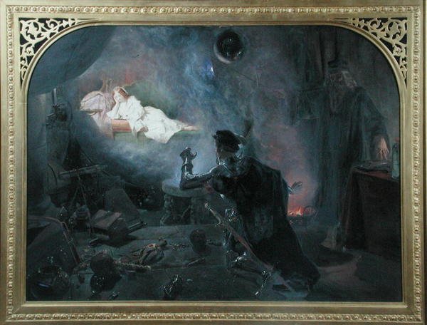Earl of Surrey "Katso Fayre Geraldinea maagisessa peilissä" tekijältä Edward Henry Corbould