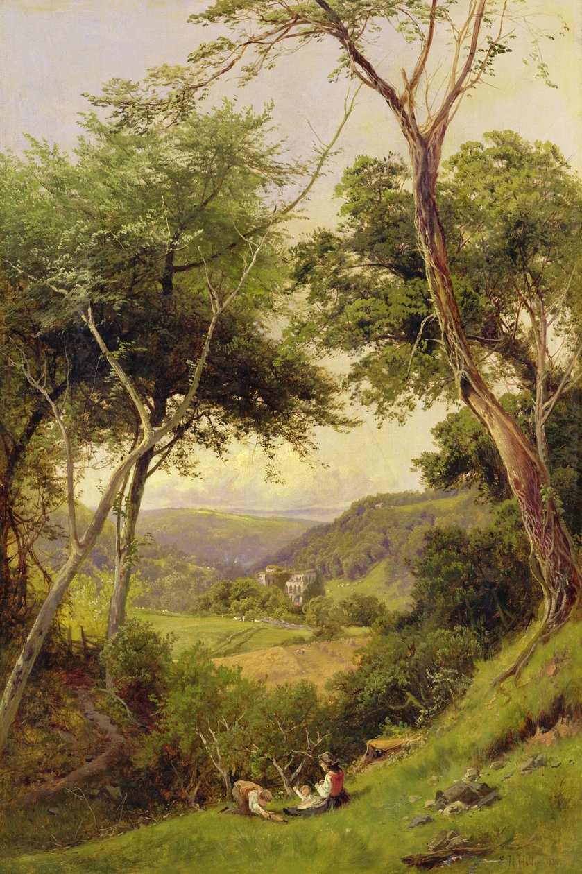 Rievaulx Abbey, lähellä Helmsleytä, Yorkshire, etelästä, noin 1880 (öljy kankaalle). tekijältä Edward Henry Holder