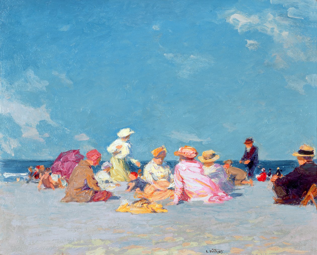 Iltapäivähupia, noin 1907-27 (öljy kankaalle) tekijältä Edward Henry Potthast