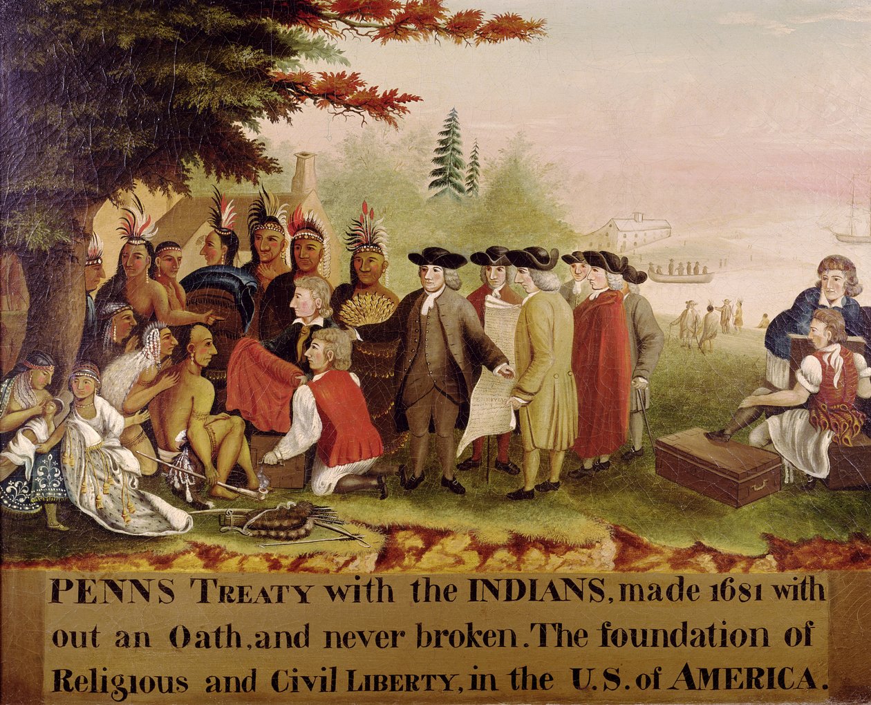 Pennin sopimus intiaanien kanssa vuonna 1682, noin 1840 tekijältä Edward Hicks